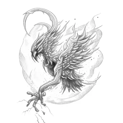 Phoenix With Lightning Behind