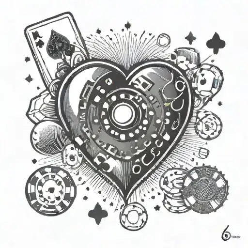 A Heart With A Golf Ball And Poker Chips Inside