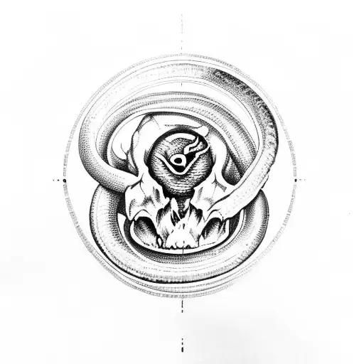 Snake Coming Out Of A Skulls Eye