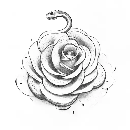 Six Flowers With Snake Behind