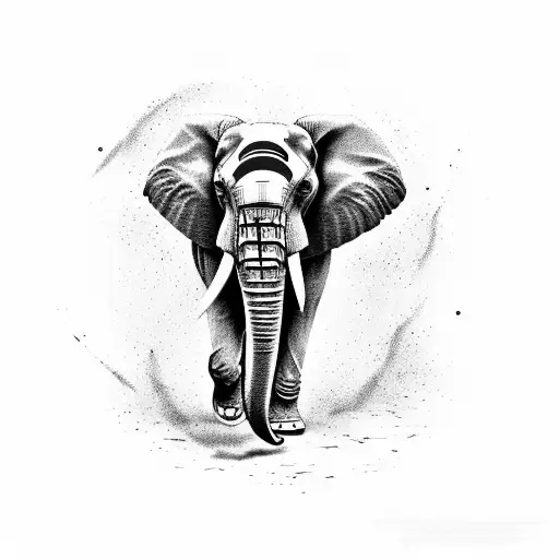 Elephant With Gazelle And Raven