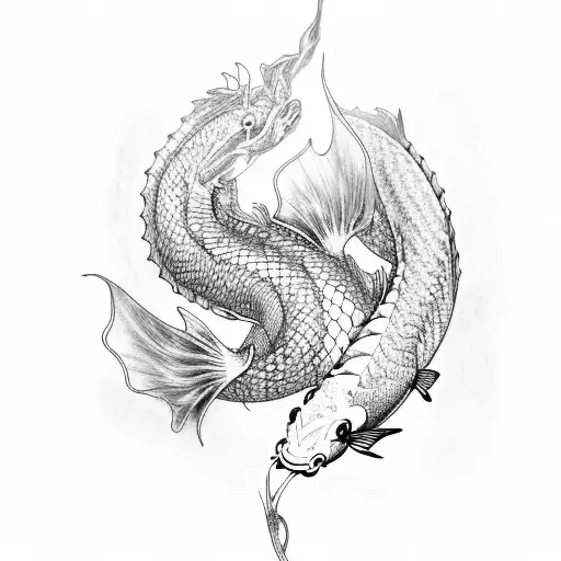 Koi Fish With Dragon-eyes Swimming Upstream