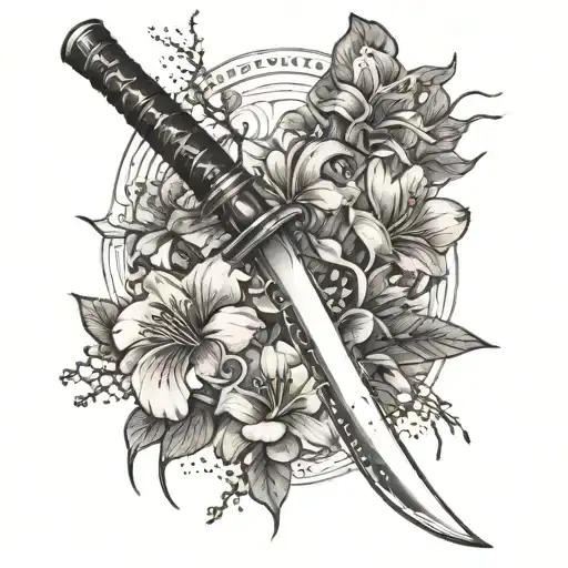 Katana And Higanbana Flowers