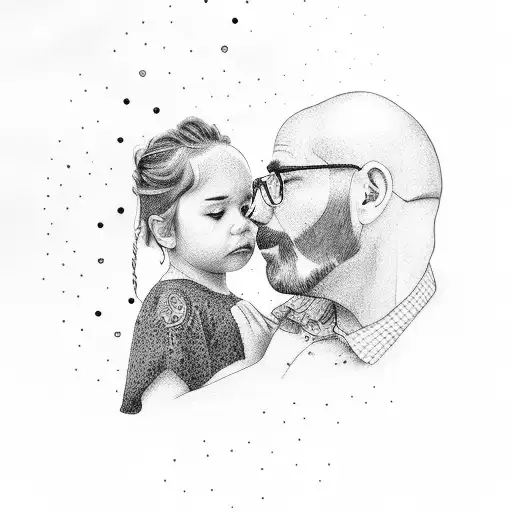 Father And Daughter Watching The Universe