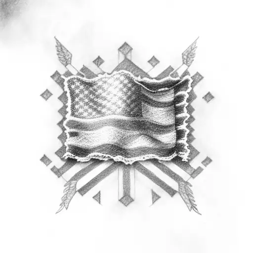 American And Korean Flag Intertwined And Frayed