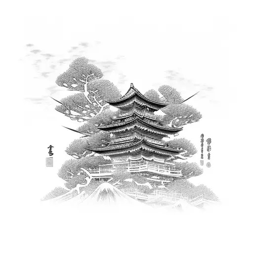 Samurai With Japanese Architecture