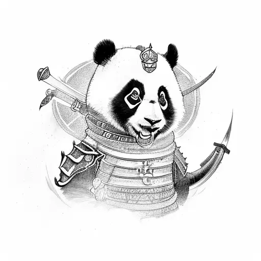 Panda Wearing Samurai Armour Holding Dragon Katana