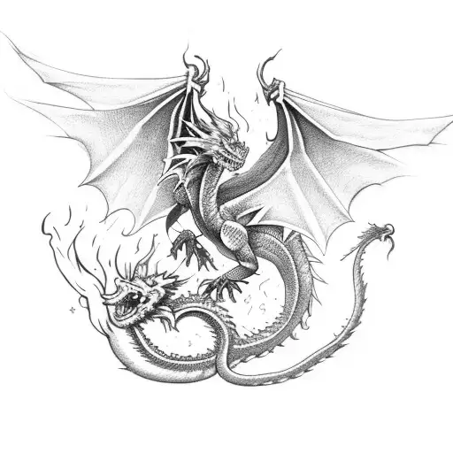 Dragon Having Fire Wings