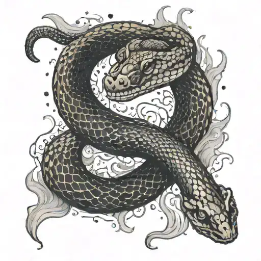 A Snake Shedding Its Skin In A Blaze Of Fire