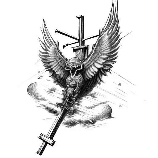 Dead Bird Crucified On Cross