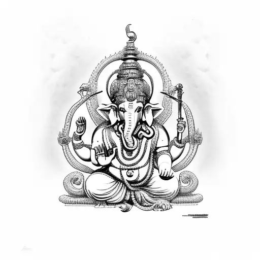 Medusa With Lord Ganesh And Illuminati With Tribal Pattern