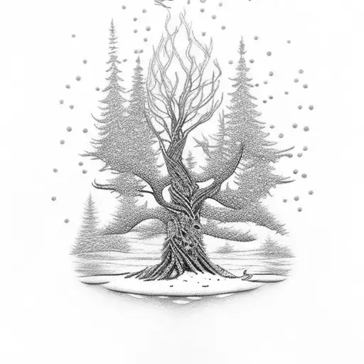 Traditional Norwegian Tree With Metis Natural Beaded Style