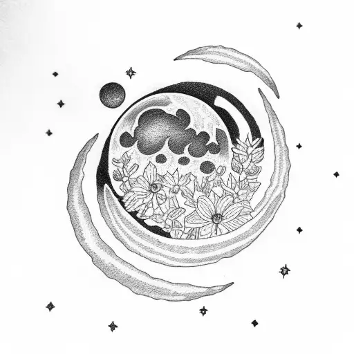 Moon With Lavander Flower