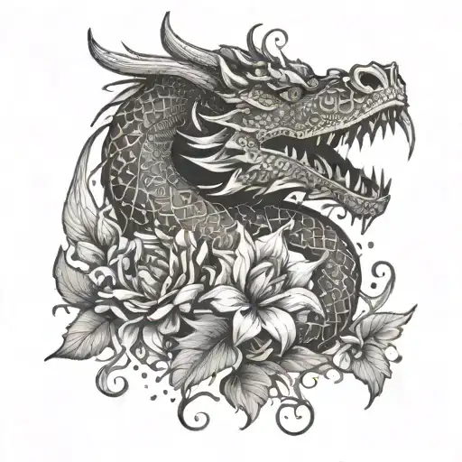 A Dragon In Flowers