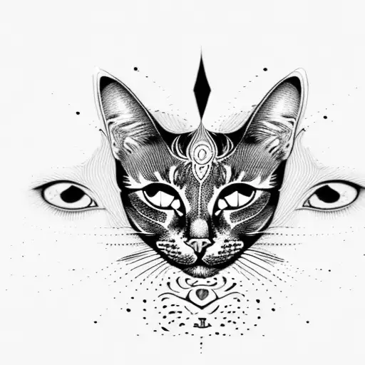 Cat With Third Eye On Forehead