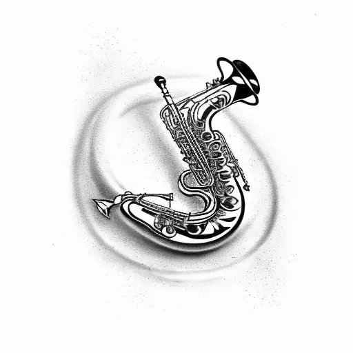 Saxophone With Roman Numerals Coming Out Of It