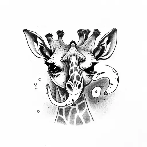 Cute Little Giraffe Full Body With Knife