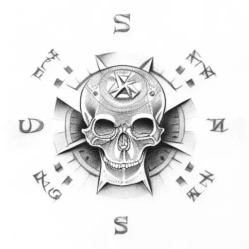 Rock Climbing Compass Skull