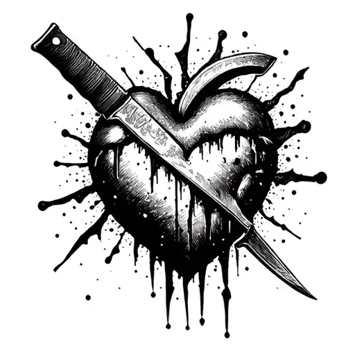 Broken Heart With A Knife Stabbing It