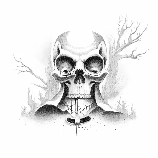 Grim Reaper With Broken Glass And The Forest