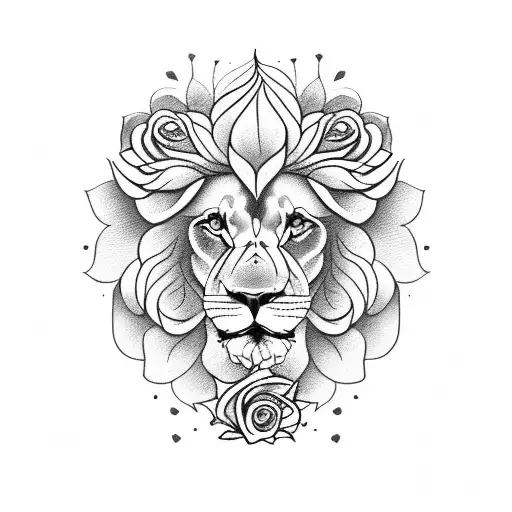 Lion With Roses And A Banner