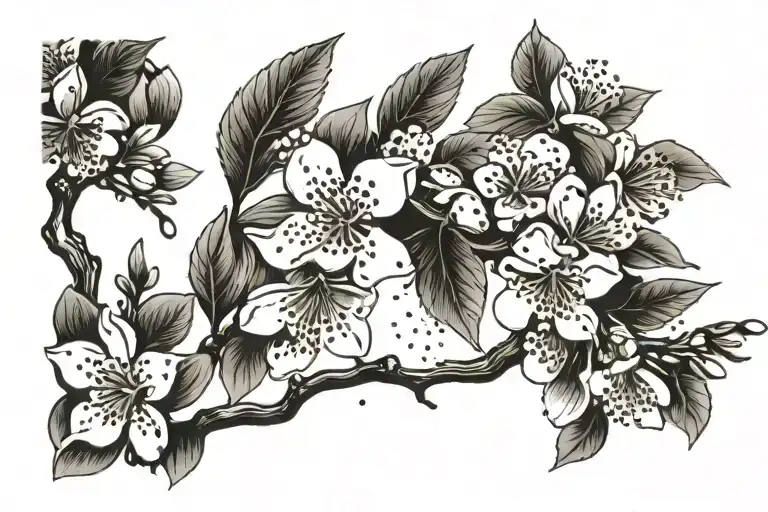 A Tattoo Showcasing The Beauty Of Both Japanese Cherry Blossoms And Italian Olive Trees