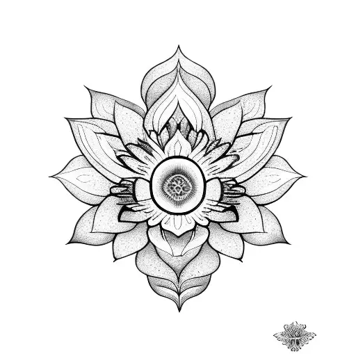 Lotus Flower And Aquarius Sign