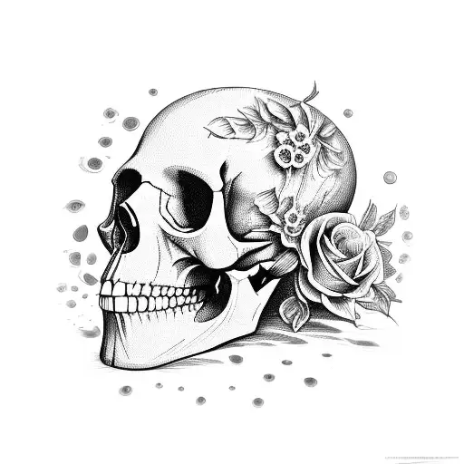 Flowers Arranged In The Shape Of A Skull