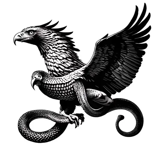 Hawk Swooping Up Snake