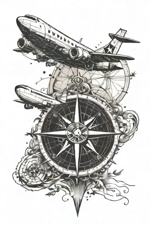 Travel Airplane Ship Compass Heart