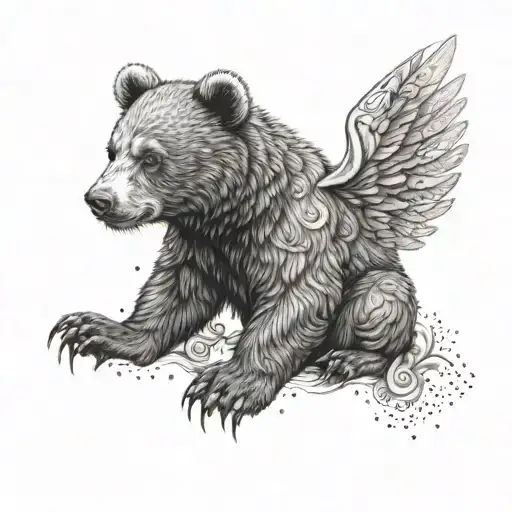 Bear Cub With Wings Made