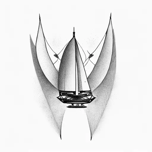 Macgregor Sailboat Wing On Wing Sailing Downwind Into The Sunset