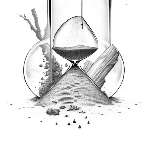 Broken Hourglass On The Bottom With Sand Escaping