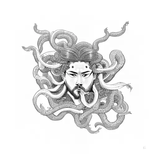 Male Medusa Wearing Hanbok