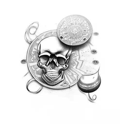 A Skull With Gold Coin Eyes