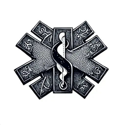 A Paramedic Symbol Intertwined With Elements Of Fantasy And Art