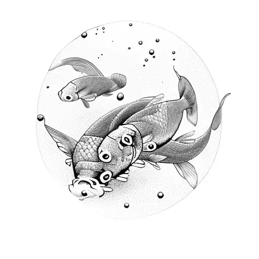 2 Koi Fish Chasing Each Other In A Circle