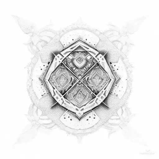 An Intricate Patchwork Design Depicting Different Aspects Of Life