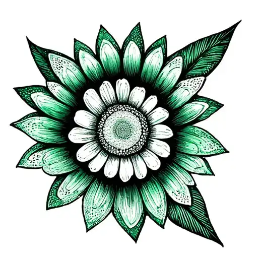 Single Mandala Flower Black And Green