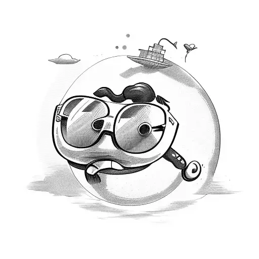 Globe In Rayban Sunglasses With Big Thumb Up In Cuphead Art Style