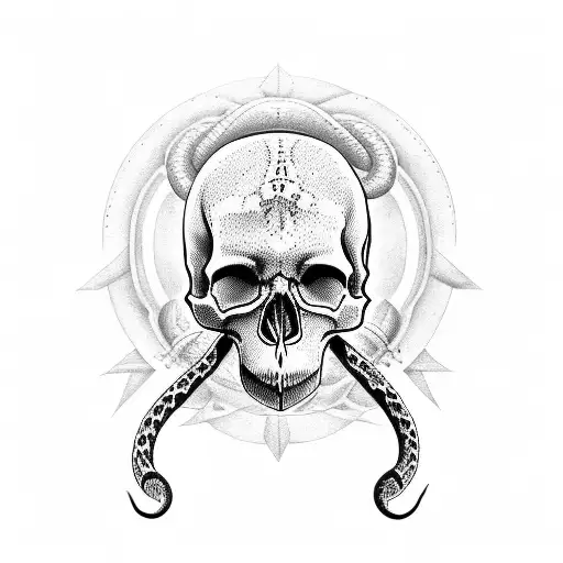 Skull Whit Snake