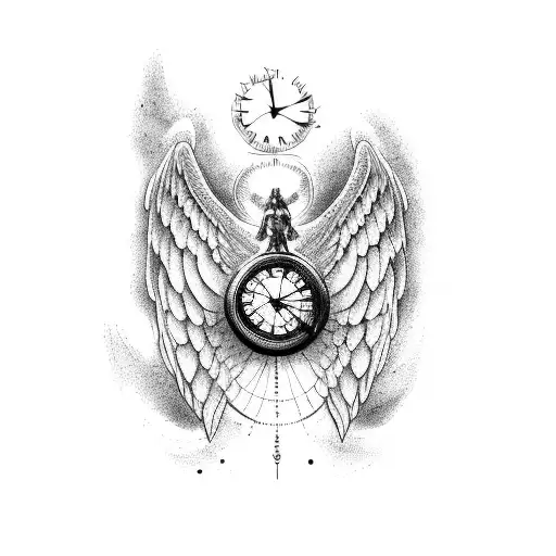 Guardian Angel With Old Clock