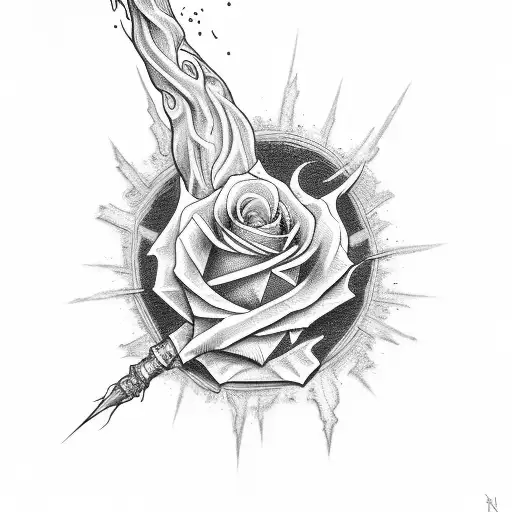 Money Rose Flames And Skelton Hand