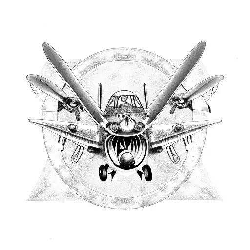 Curtiss P-40 Warhawk Airplane With Medussa Face