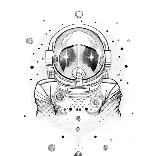 Space With Astronaut And Flowers