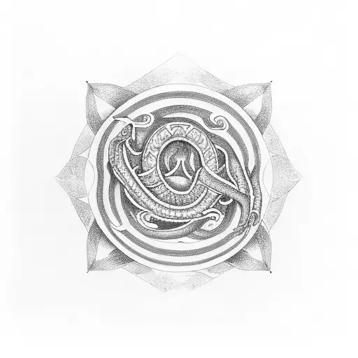 Ouroboros Serpent With A Double Infinite Symbol In The Central Gap