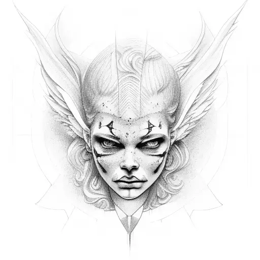 Angel And Devil Face Merging