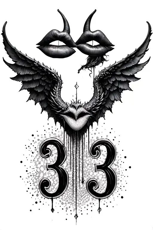 Demon Wings In The Middle Kiss And Number 333