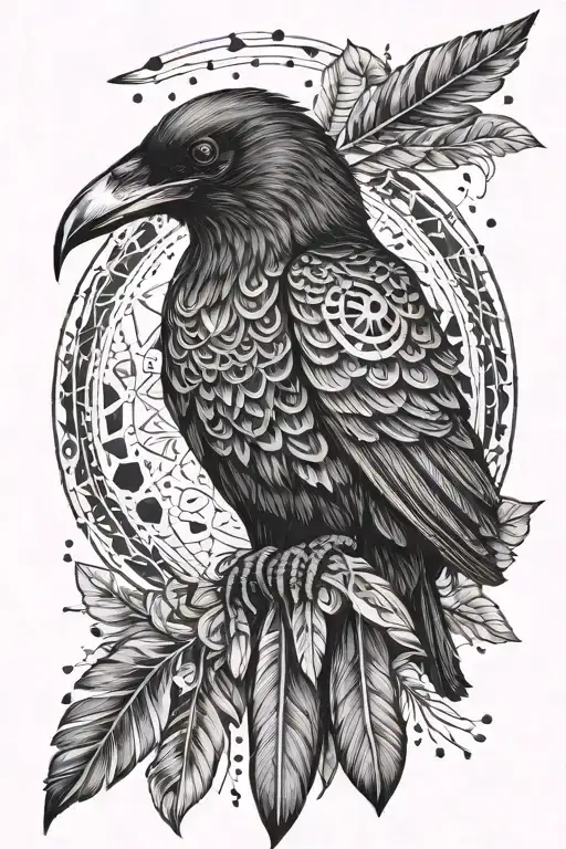 Raven With Native American Elements Incorporated