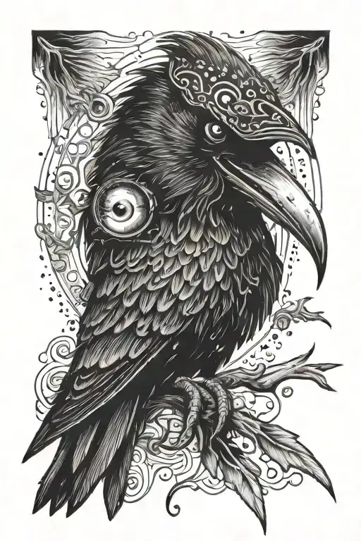 Horror Crow With A Human Eye